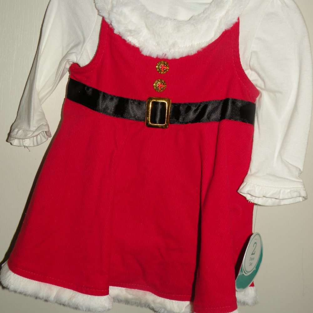 NWT NANETTE 12M RED AND WHITE CHRISTMAS DRESS WITH FAKE FUR